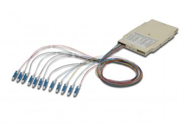 Splice cassette with 12 pigtails, pre-assembled, LC (APC), OS2 