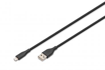 Lightning silicone connection cable, USB-A - Lightning 1m, black 