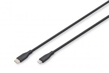 Lightning silicone connection cable, USB-C - Lightning, 0.5m, black 