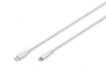 Lightning silicone connection cable, USB-C - Lightning, 2m, white 