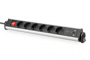 6-way office power strip with 3x USB ports 