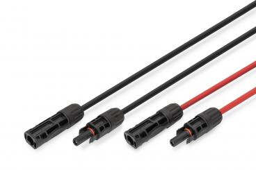 Solar cable extension 15 m, 6 mm², MC4 connection, PV cable 1500 V DC, UV-resistant & weatherproof, 2 cables, 1x black, 1x red 