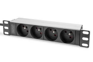 10" socket strip with aluminum profile, 4-way CEE 7/5 sockets 