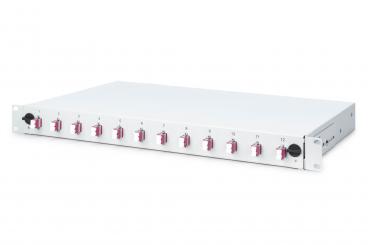 Fiber Optic Sliding Splice Box, 1U, Equipped, LC, OM4 