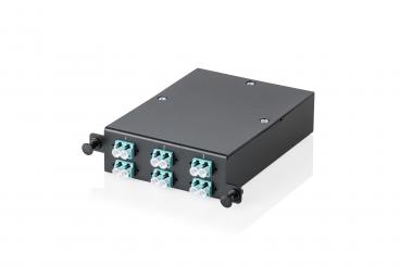 MPO cassette, multimode OM3, LC/DX, LC to MPO, for 4 cassette fields 