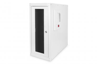 Computer housing with in-built filter fan and levelling feet 