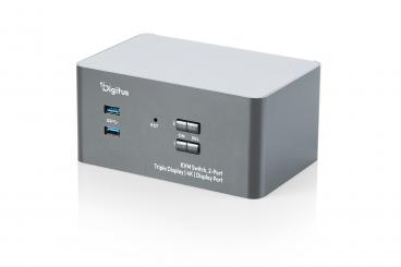 KVM switch, 2-port, triple display, 4K, DisplayPort 